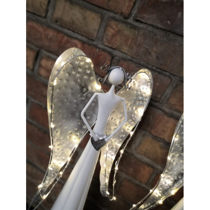 Bílý anděl se stříbrnými křídly  50cm - DS